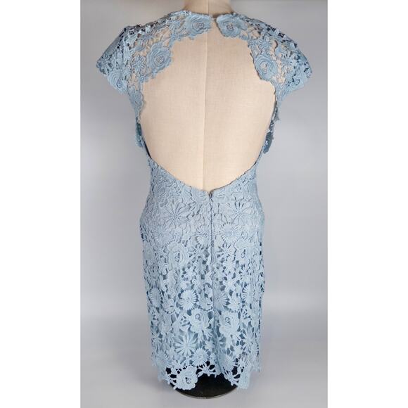 Lulus Romance Language Blue Floral Crochet Lace Mini Dress Backless Size Small - Picture 5 of 9